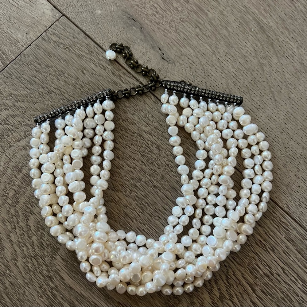Freshwater Pearl Strand Rhinestone Choker
